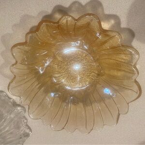 Indiana Glass Golden Flower Art Piece